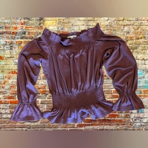 Express Purple Smocked Sleeve Blouse Women's Size Small